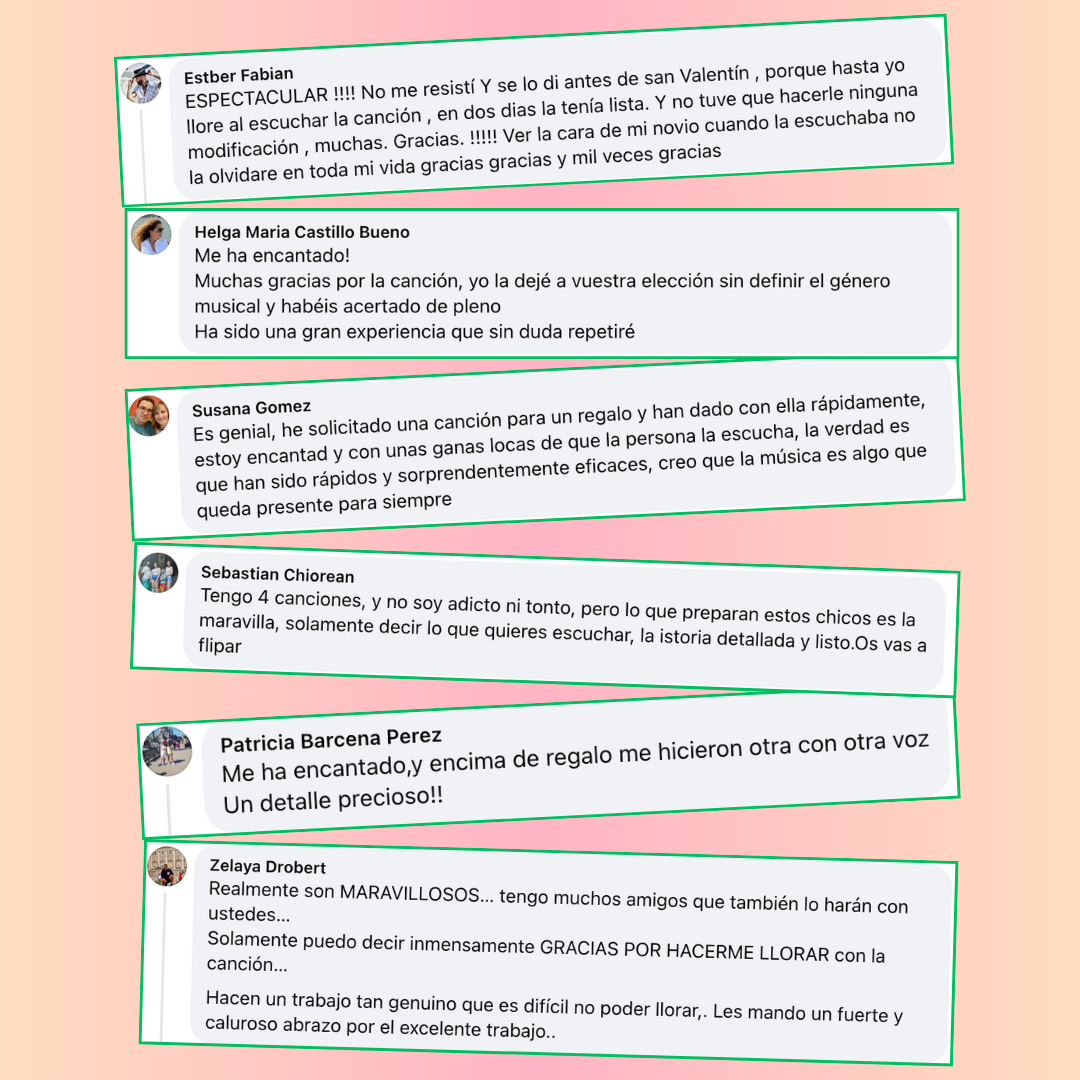 Testimonios de clientes satisfechos en Facebook - Notas Infinitas